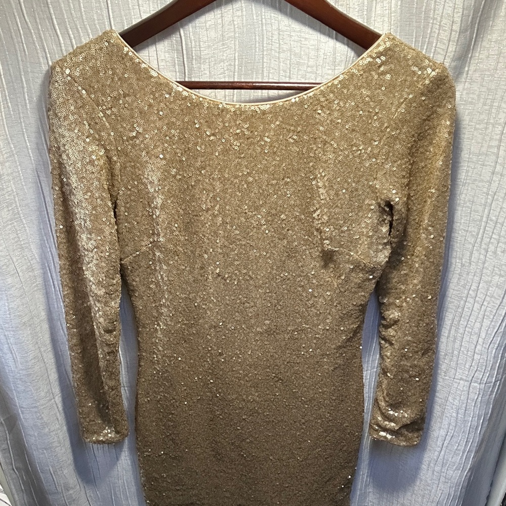 Dress the Population Gold Sequin Mini Dress